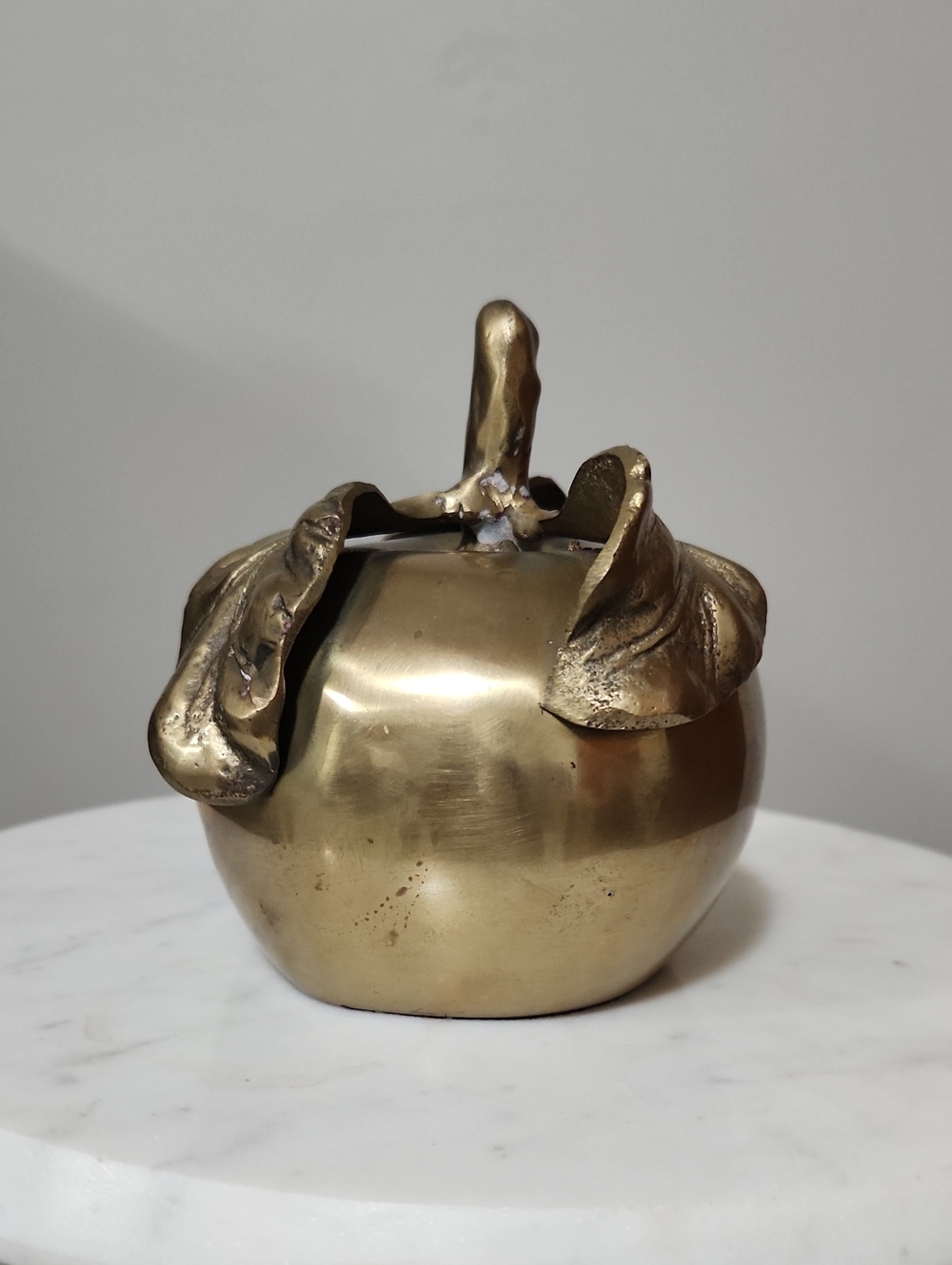 Brass Apple Sculpture Pomme Bouche  Decor Paperweight - Picture 3 of 13